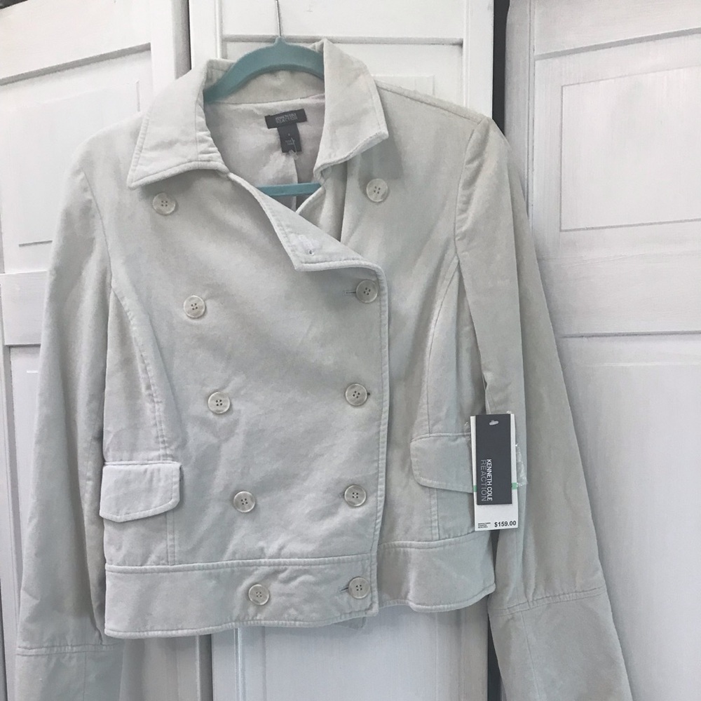 Kenneth Cole NWT, brushed Cotton, double breasted, short Jacket- size 8